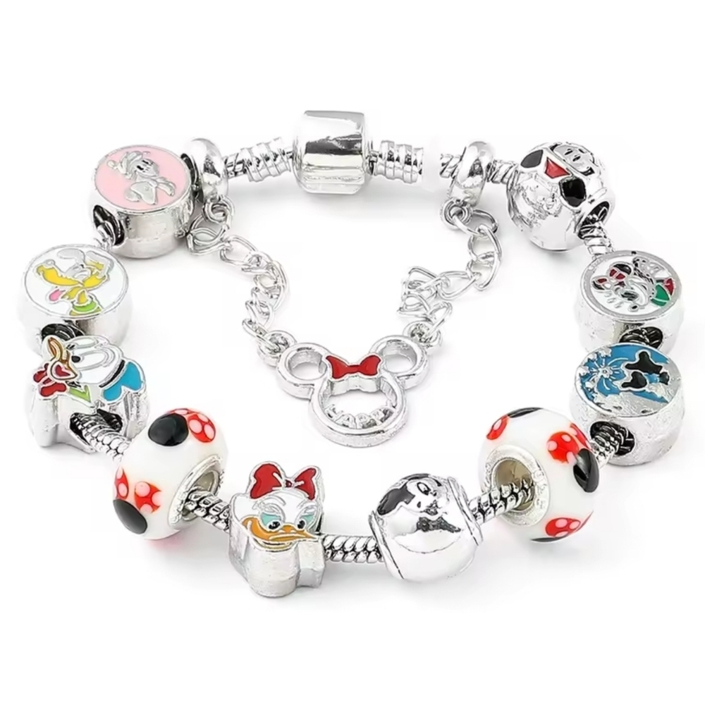 Disney Classic Friends Pandora Style Charm Bracelet Silver Tone - Picture 5 of 10